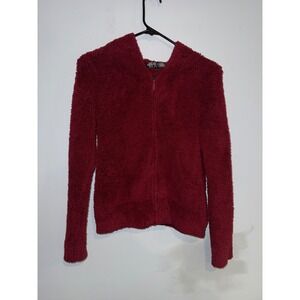 Barefoot Dreams Cozy Chic Cardigan Burgundy Cozy Fleece Zip Hoodie S
